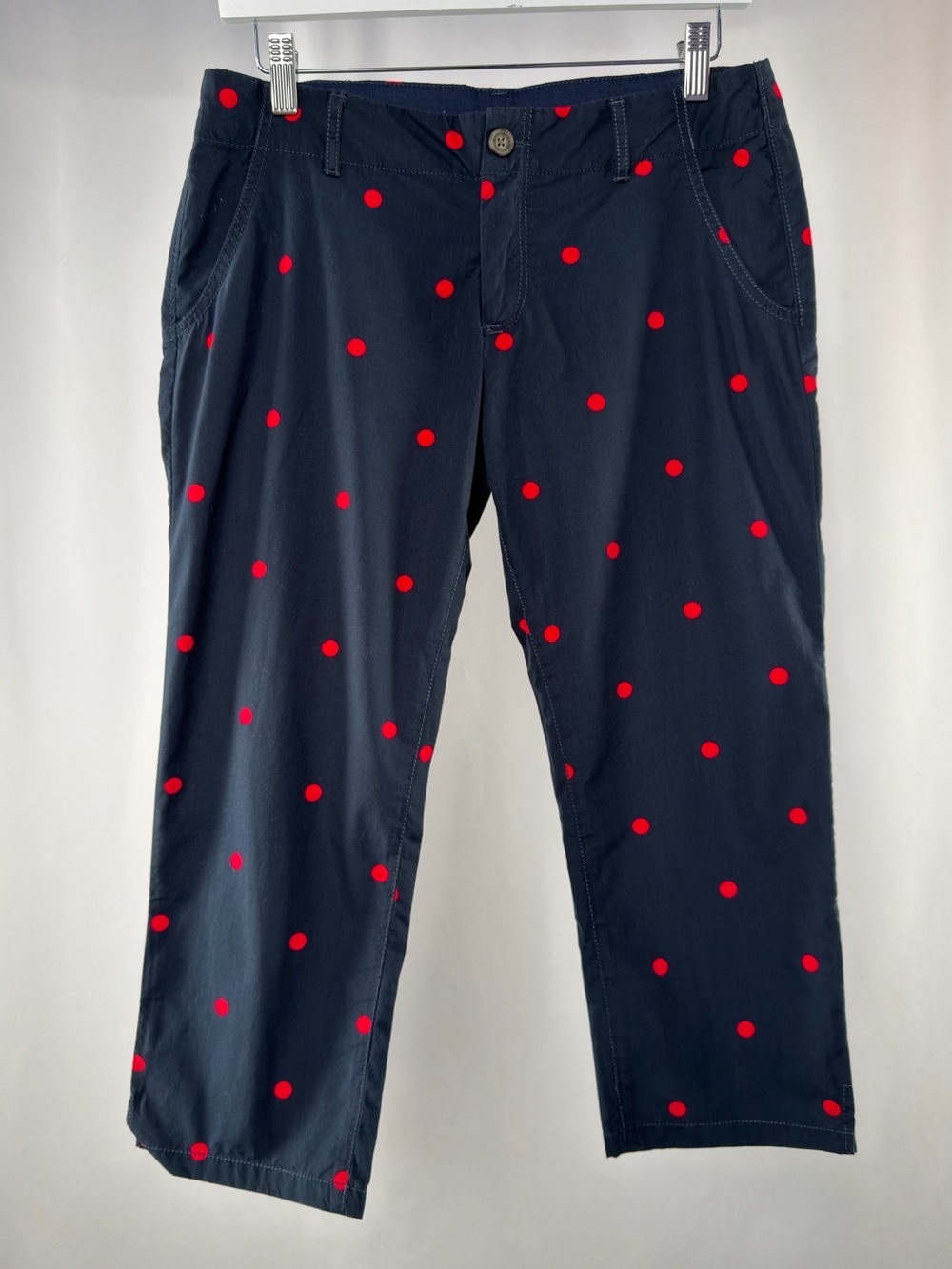 Y2K Vintage NWT Abercrombie & Fitch Polka Dot Capri Pants in Navy Blue Red